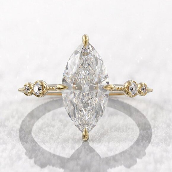 Exclusive Gold Plated 3A Marquise Cut CZ Ring for Women, FB16FA1062 - Picture 3 of 7